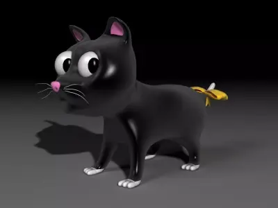 Toon Kitty Moony Low-poly 3D model