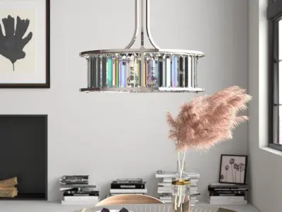 Bunton 4 - Light Crystal Drum Chandelier - 2 colour 3D model