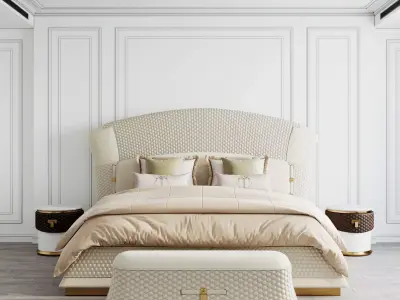 Bed with bedside tables by Turri 3D model