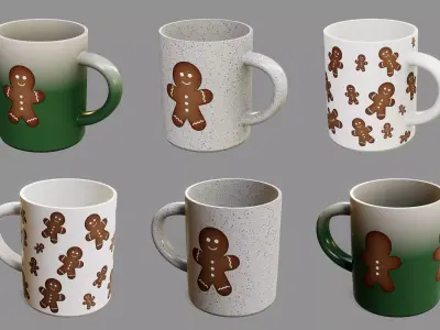 Christmas Pattern Cup one model with 3 texture variations 3D model