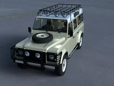 Land Rover Defender 110 Station Wagon w interior HDRI 3D model