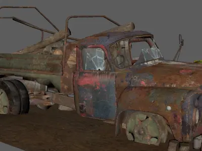 Old Abandoned Truck Low-poly 3D model