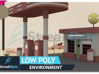Low Poly Petrol Pump Environment Low-poly 3D model