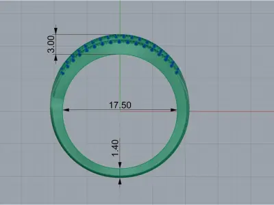 jewelry ring with paths and stones 3D print model