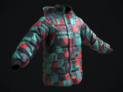 Snowboarding winter jacket Low-poly 3D model