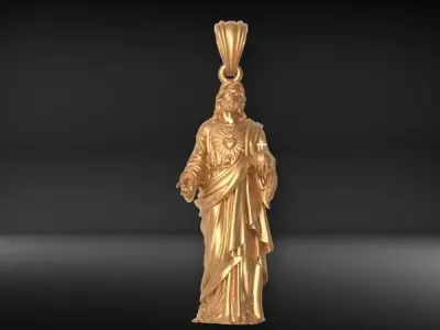 Sacred Heart of Jesus Pendant Charm Necklace Jewelry  3D print model