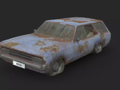 Abandoned Car - Opel Rekord Caravan Low-poly 3D model
