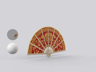 Balinese Decorative Fan Kipas Ornament 3D model