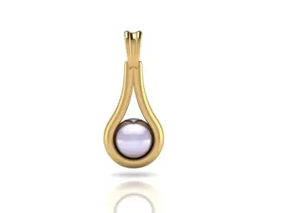 womens elegant 7mm round dangling pearl pendant  for chain 3D print model