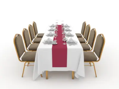 Banquet Table and Chair 76 3D model