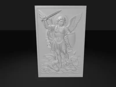 St Michael the Archangel Defeating Satan High Relief Wall Art  3D print model