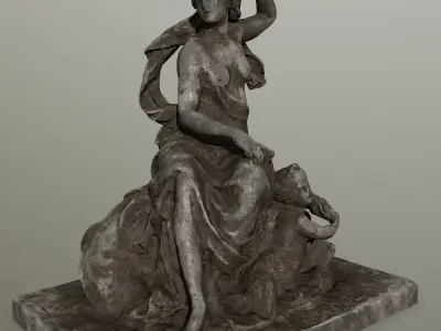 statue of woman holding child Low-poly 3D model