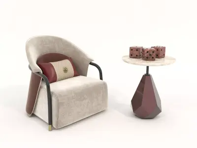 Modern Coffee Table and Armchair Set 58 3D model