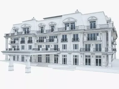 Luxury Hotel Building 02  Low-poly 3D model
