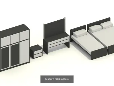 Minimalist low poly home interior assets 3D Model Collection