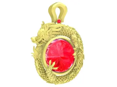 Luxury Dragon Oval Gemstone Pendant Jewelry 3D Model 3878 3D print model