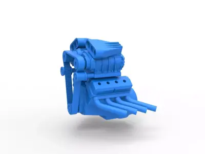 Engine V8 double supercharger Version 3 Scale 1 to 25 3D print model