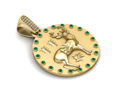 DEER ANIMAL COIN PENDANT 3D PRINTABLE MODEL  3D print model