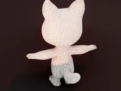 Cartoon White Wolf 3D Model Low-poly 3D model