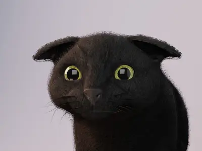 Cat black Rigged Low-poly 3D model