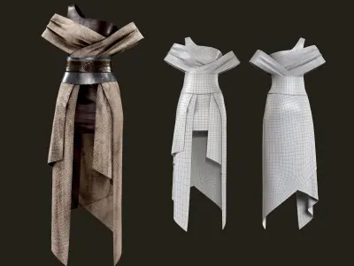 Epic Female Warrior Outfit - Low-Poly Rigged PBR 3D Model Low-poly 3D model