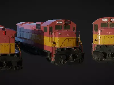 Locomotive train engine Low-poly 3D model