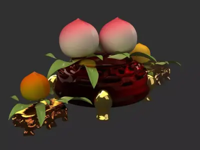 Chinese  peach figure Low-poly 3D model