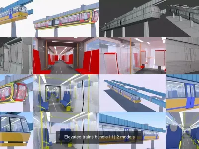 Elevated trains bundle III 3D Model Collection