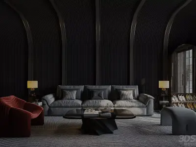 Interior Scene Japandi - 3d Model - Lighting 3D model