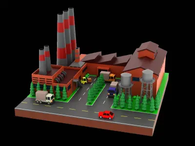 Factory Warehouse H12 Low-poly 3D model