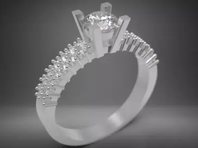 Elegant Gold Engagement Ring with Diamond Center  3D print model