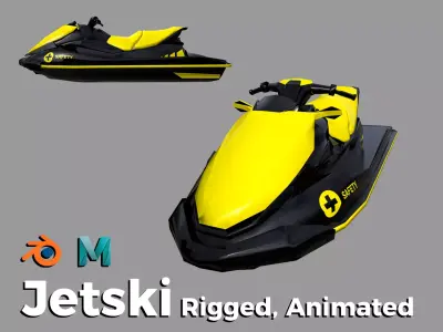 Yellow Jetski Low-poly 3D model