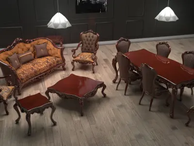 Coll01-Furniture ornate upholstered chair 3D model