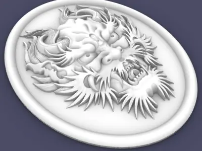 Drago head bas-relief 3D print model