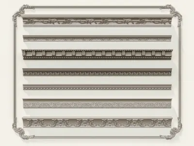 Classic carvings moldings and gypsum cornice 3 3D model