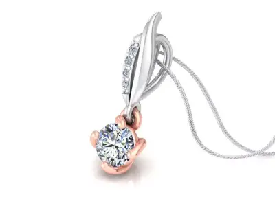 pendant diamond in rose and gold 3D print model