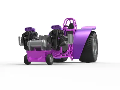 Pulling tractor 2 engines V8 Version 2 Scale 1 to 25 3D print model
