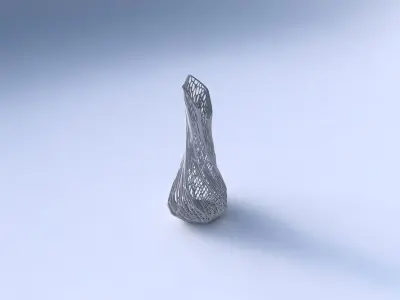 Vase twisted top bent hexagon 2 with fine organic lattice 3D print model
