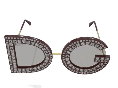 Dolce Gabbana DG Glitter Round-frame Sunglasses Low-poly 3D model