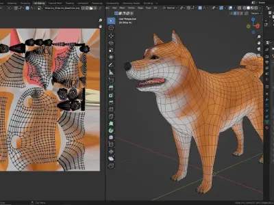 Low poly - Stylized dog - Shiba Inu Low-poly 3D model