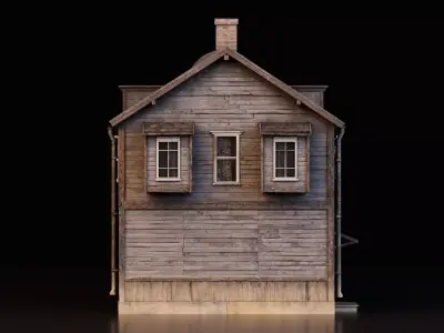 Old Wooden Western House Low-poly 3D model