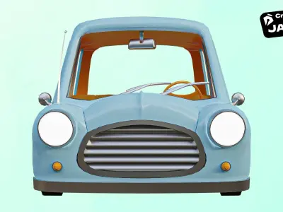 Cartoon Car Rig 3D model Low-poly 3D model