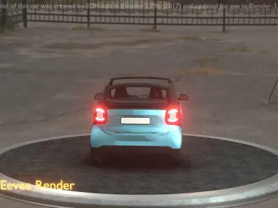 City Car 62 Small Convertible Open Type-E Blue Low-poly 3D model