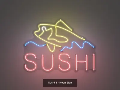 Sushi Neon Signs - 4 Pack 3D Model Collection