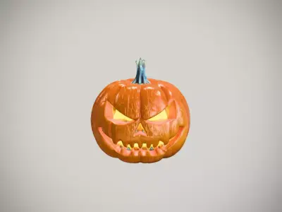 Carved Pumpkin Lantern  Halloween Jack-o Lantern  3D Model Low-poly 3D model