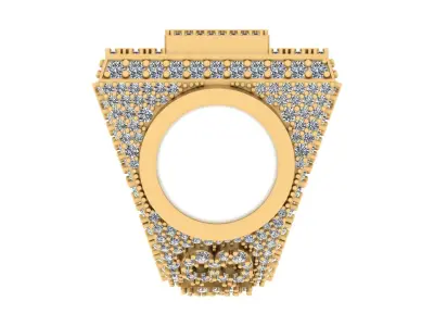 Luxury Custom Hip-Hop Diamond-Encrusted Square Ring  3D print model