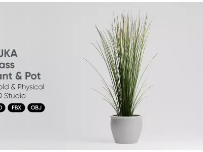  FEJKA Tall Grass Plant with Pot 3D Model 3D model