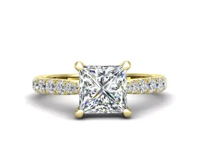 Engagement ring Emily princess 3D print model