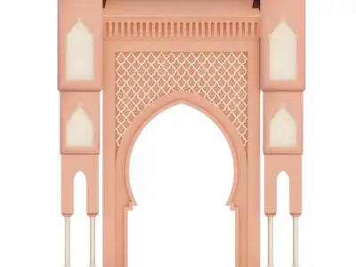 Traditional Moroccan Door Fes City 3D model