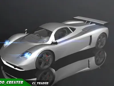 Lowpoly Pagani Zonda Racing Car 3D Model Low-poly 3D model